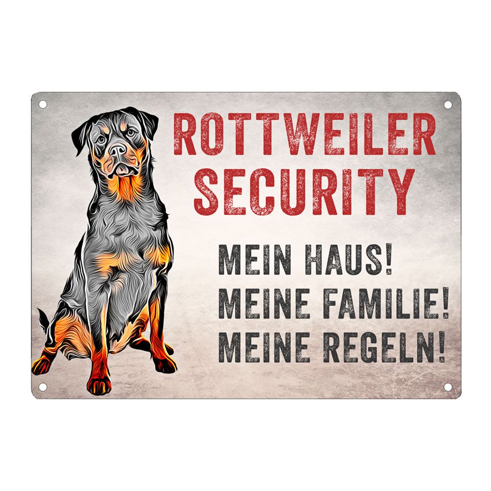 Warnschild 'Rottweiler Security' | UV-beständig, 20 x 28 cm