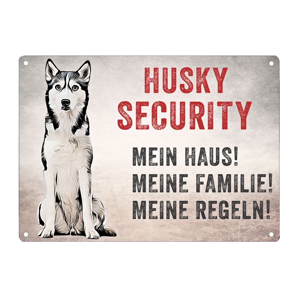 Warnschild 'Husky Security' | UV-beständig, 20 x 28 cm